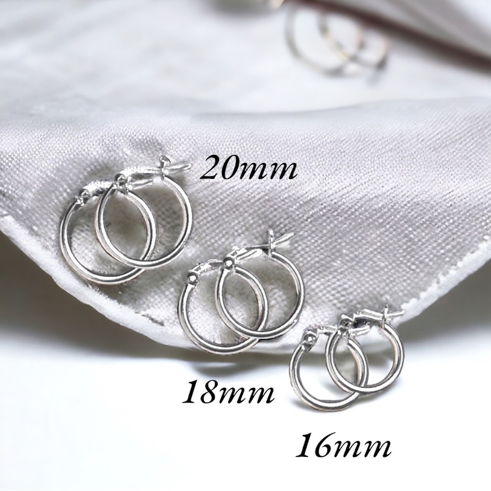 Sterling Silver 16mm Small Plain Hoop Earrings, Classic Silver Jewelry
